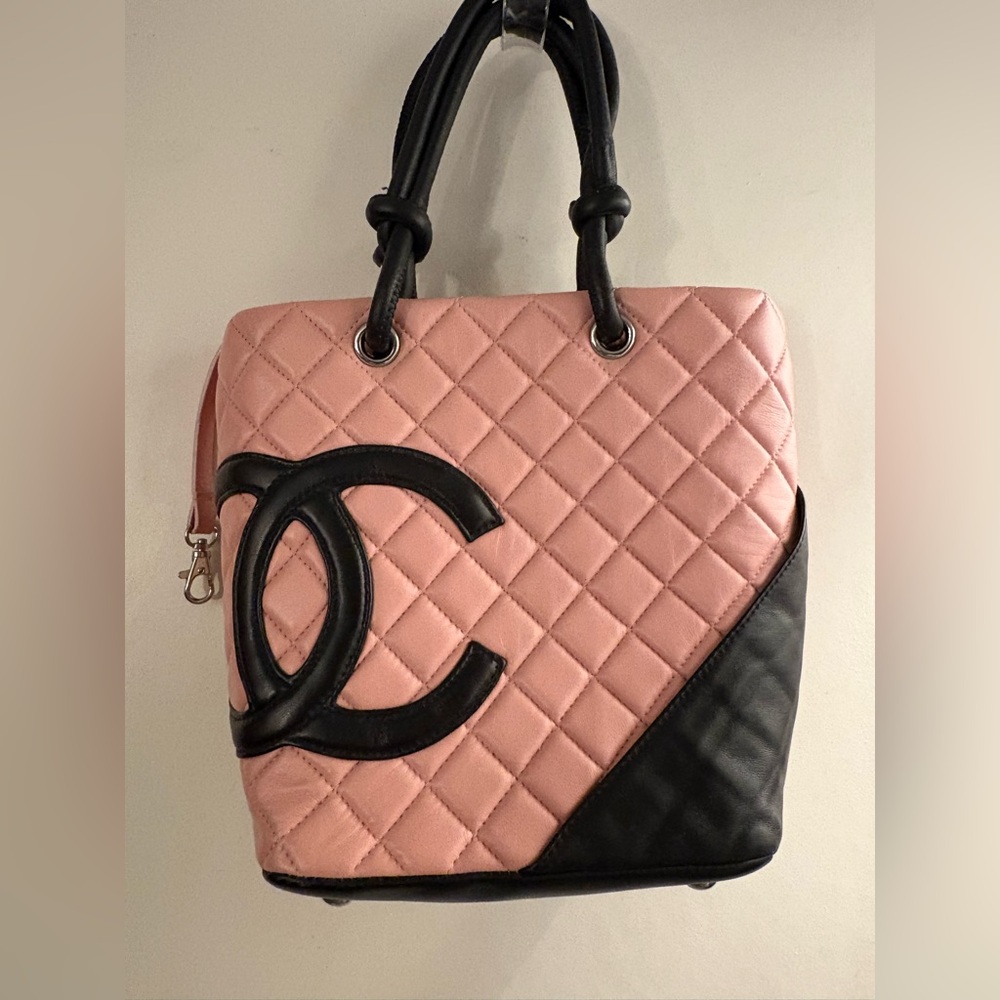 Chanel pink purse vintage tote cambon